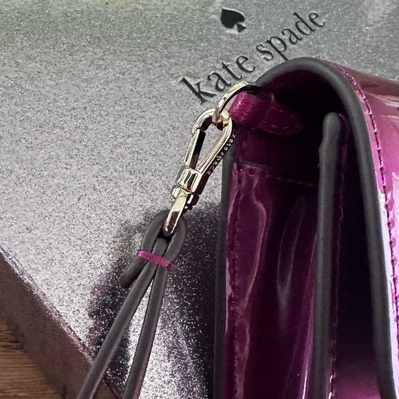 NWT! NEW! Kate Spade Kenzie Boxed Handle Flap Clutch Large WOC Burgundy Wallet - Picture 5 of 10